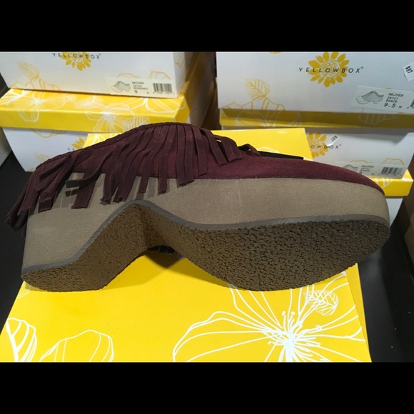 Yellow Box Maiden burgundy fringe clog - Picture 5 of 5